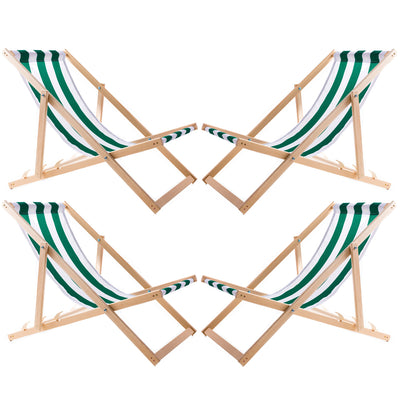 Conjunto de quatro espreguiçadeiras Woodok, espreguiçadeira dobrável, cor verde às riscas