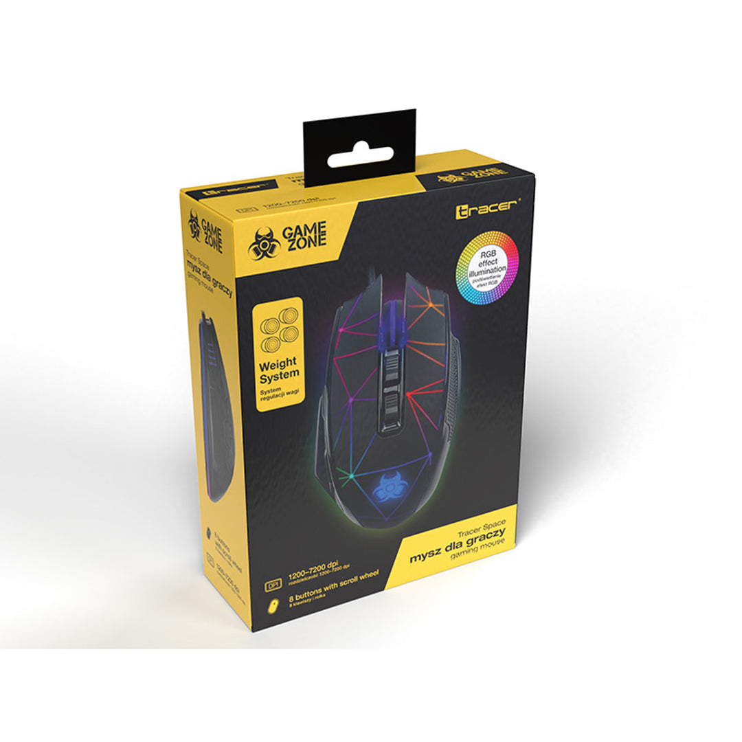 Rato gaming Tracer Space, retroiluminação RGB, 7200 DPI