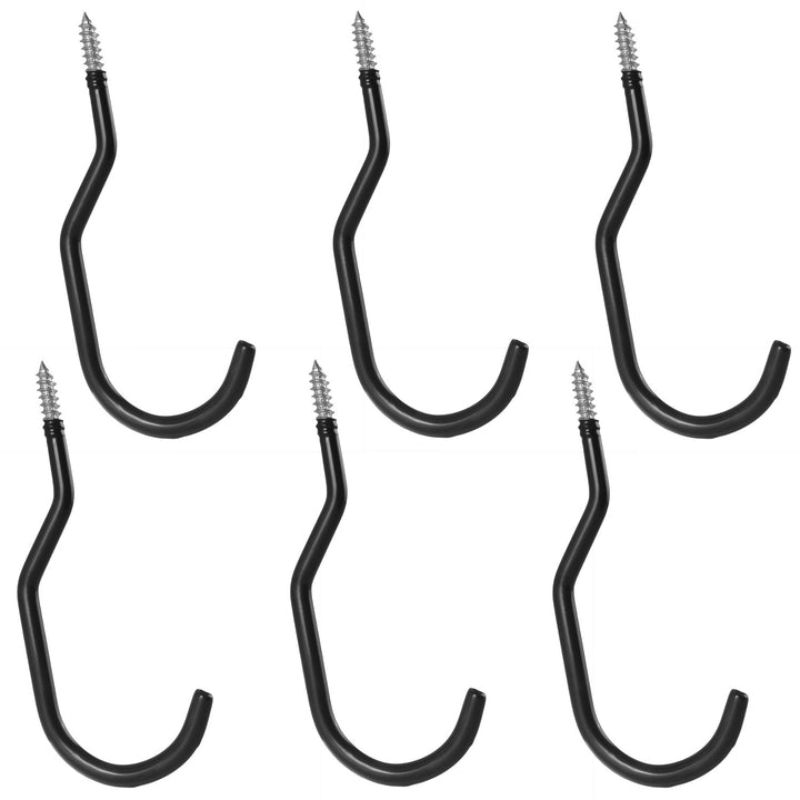 Conjunto de 6 ganchos de teto Maclean MC-485 para escadas, bicicletas, mangueiras de jardim, aço, carga máxima de 10 kg/pega