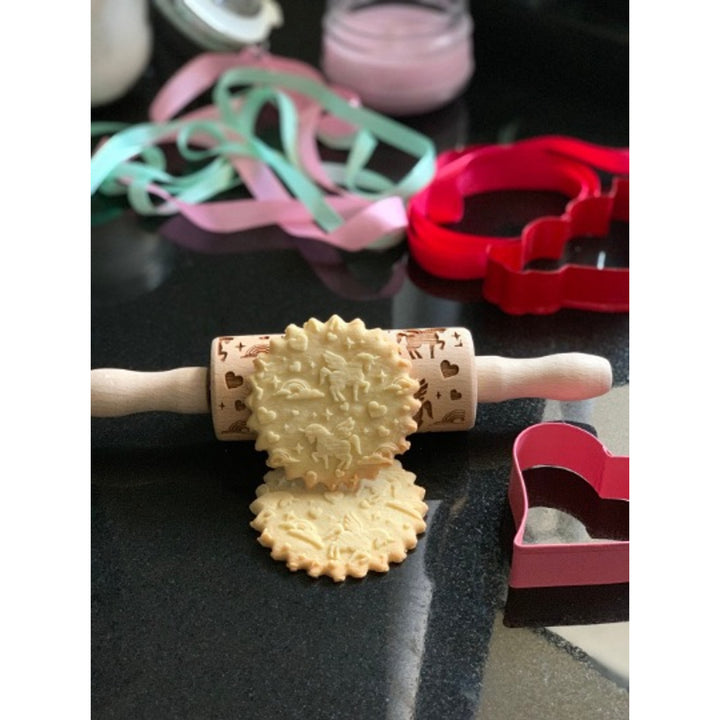 Rolo de massa gravado Goody Woody, 23,5 cm, madeira de faia, design de unicórnio