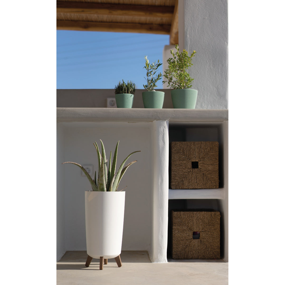 Vaso Prosperplast com pés, diâmetro 195mm, altura 365mm, branco, Gracia Tubus Slim