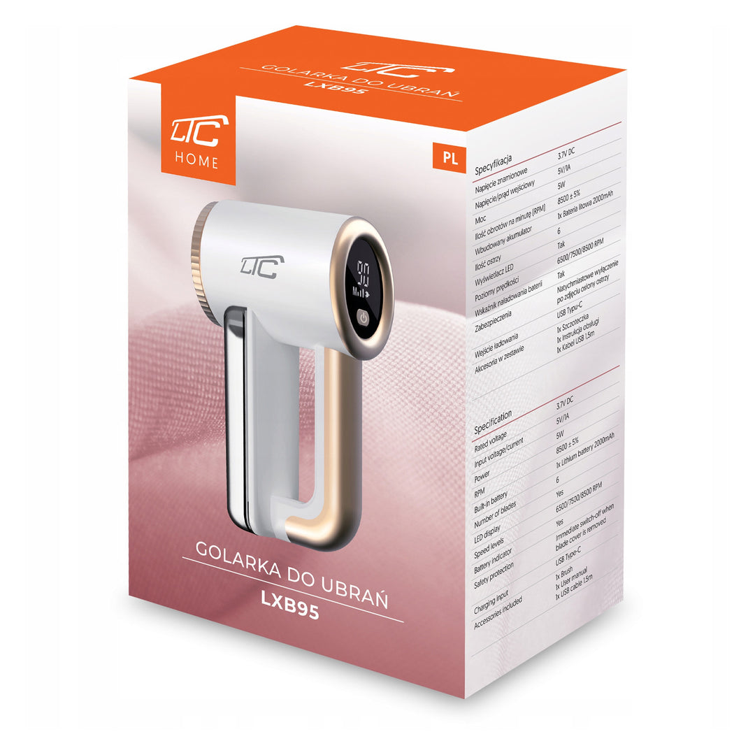 Máquina de barbear elétrica sem fios LTC, visor LED, 3 velocidades, LXB95
