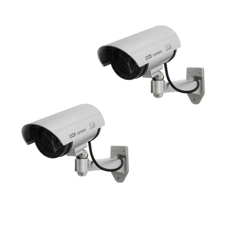 Cámara simulada con LED intermitente IR1100 S IR para exteriores, Color plateado, 2 unidades
