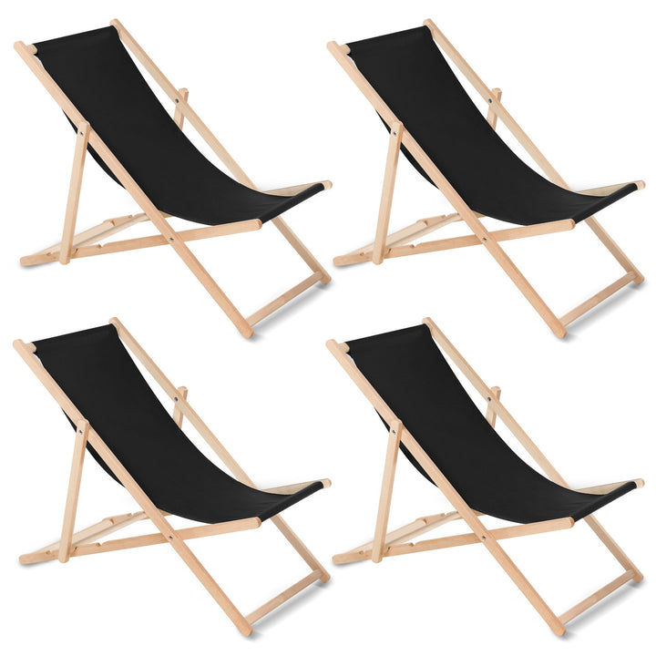 Espreguiçadeira GreenBlue GB183 Classic Beech, Preto, Embalagem de 4