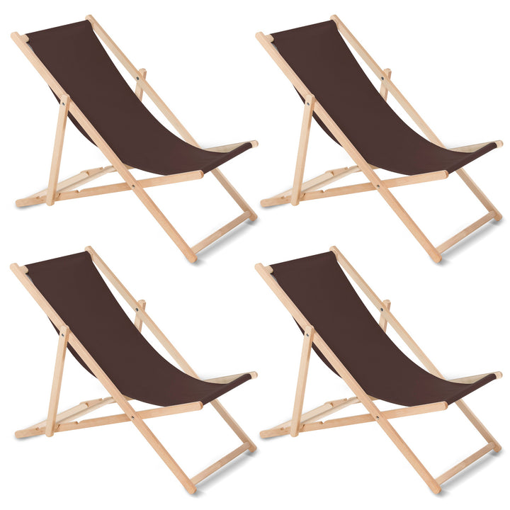 Conjunto de 4 espreguiçadeiras GreenBlue GB183 Classic Brown Beech