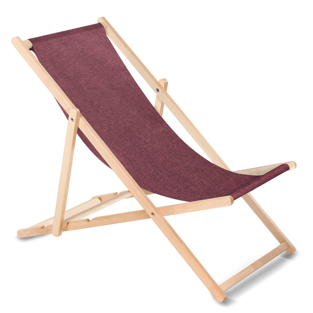 Espreguiçadeira GreenBlue GB183M Classic em madeira de faia, cor bordeaux mesclado, conjunto de 4