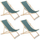 Conjunto de 4 espreguiçadeiras GreenBlue GB183M Classic turquesa mesclado em faia