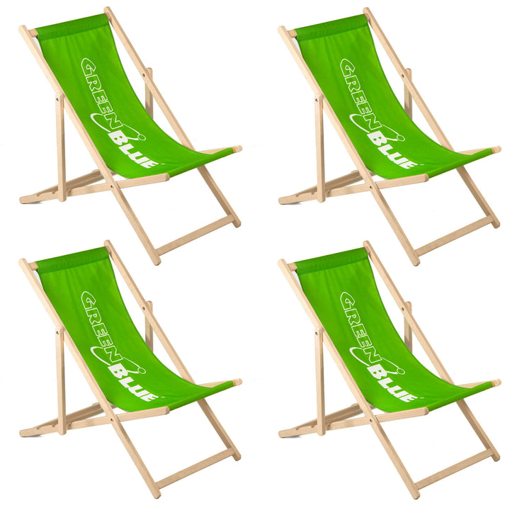 GreenBlue GB183 Espreguiçadeira reclinável clássica em faia com o seu próprio estampado, 4 peças