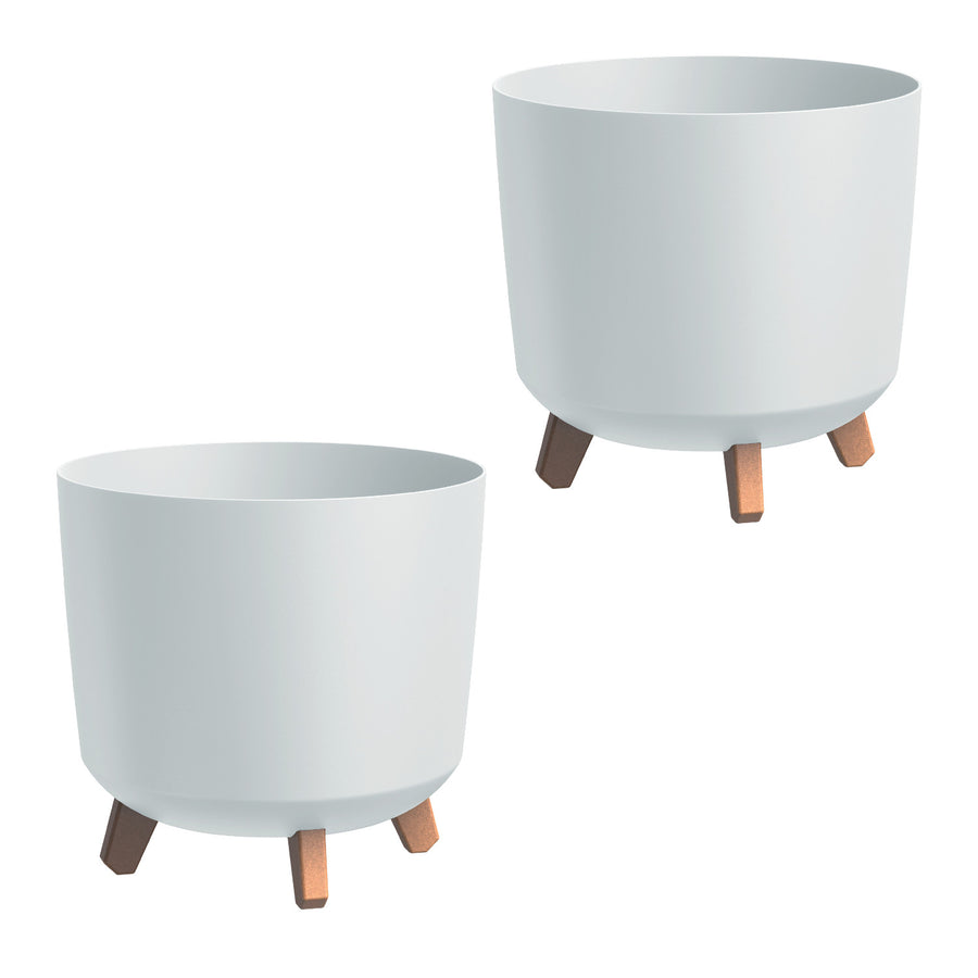 Vaso de flores Prosperplast, com pernas, acessório para irrigação, altura 28,5 cm, branco, Gracia Tubus, conjunto de 2 peças