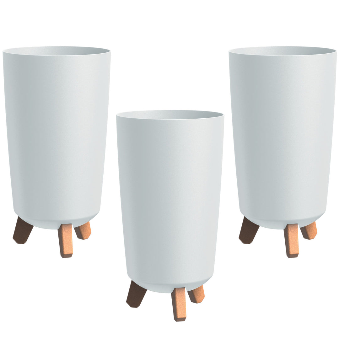 Vaso Prosperplast, diâmetro 195 mm, altura 365 mm, com pernas, branco, Gracia Tubus Slim, conjunto de 3 peças