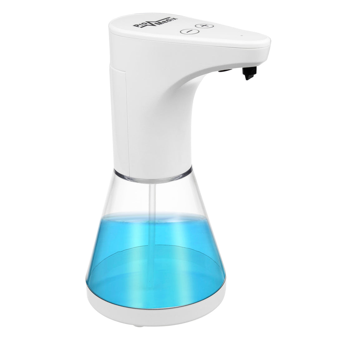 Dispensador automático Promedix, contenedor dispensador para jabones líquidos, líquidos desinfectantes, 480ml, 4xAA PR-530 + 4x pilas Varta Industrial LR6/AA R-06