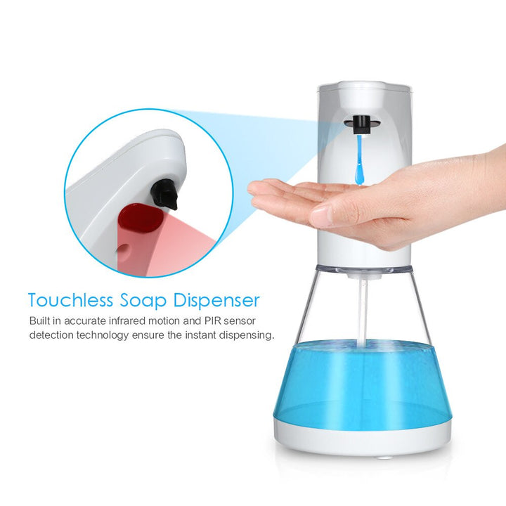 Dispensador automático Promedix, contenedor dispensador para jabones líquidos, líquidos desinfectantes, 480ml, 4xAA PR-530 + 4x pilas Varta Industrial LR6/AA R-06