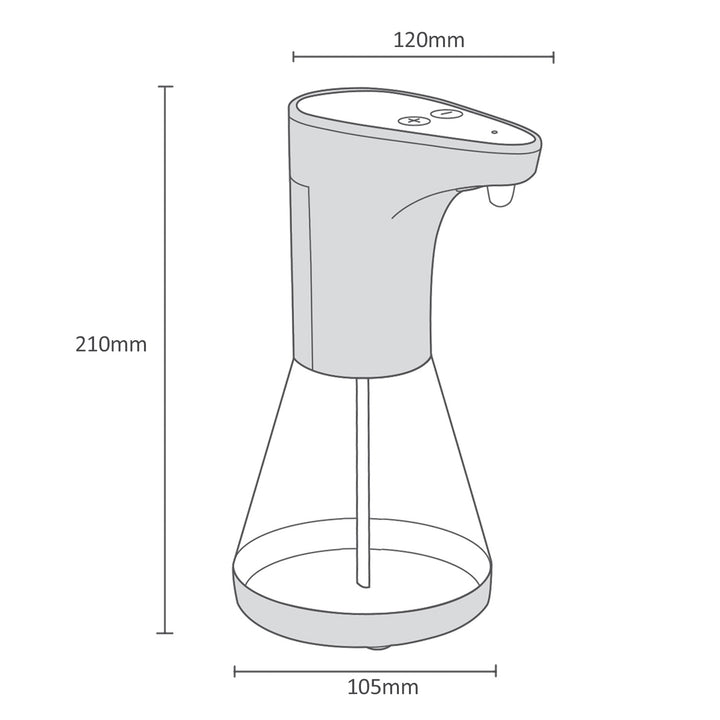 Dispensador automático Promedix, contenedor dispensador para jabones líquidos, líquidos desinfectantes, 480ml, 4xAA PR-530 + 4x pilas Varta Industrial LR6/AA R-06