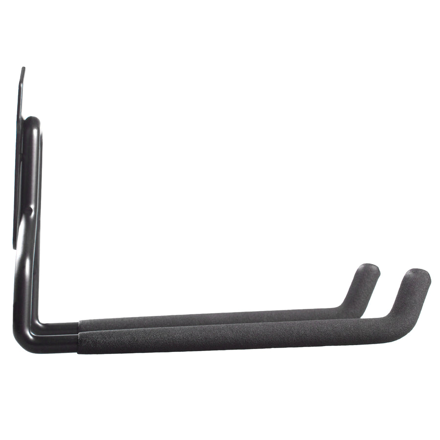 Suporte de parede para garagem Maclean para pneus, ferramentas de jardim, escadas, mangueiras de jardim, aço, carga máxima de 35 kg, MC-439 + gancho de parede de garagem em aço 35 kg, preto