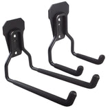Suporte de parede para garagem Maclean para pneus, ferramentas de jardim, escadas, mangueiras de jardim, aço, carga máxima de 35 kg, MC-439 + gancho de parede de garagem em aço 35 kg, preto