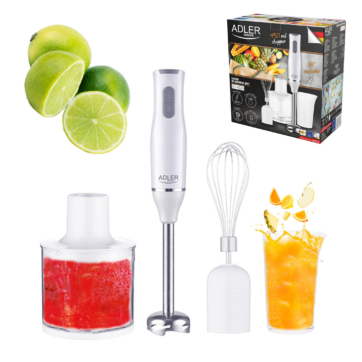 Adler AD 4620 Batidora de mano, multifunción, 2 velocidades, blanca, 800W