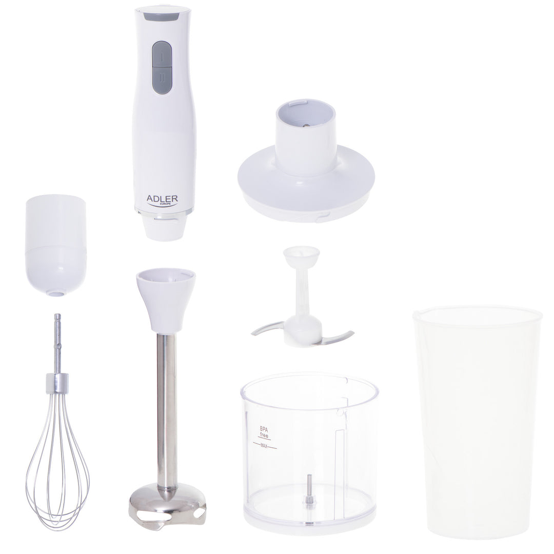 Adler AD 4620 Batidora de mano, multifunción, 2 velocidades, blanca, 800W