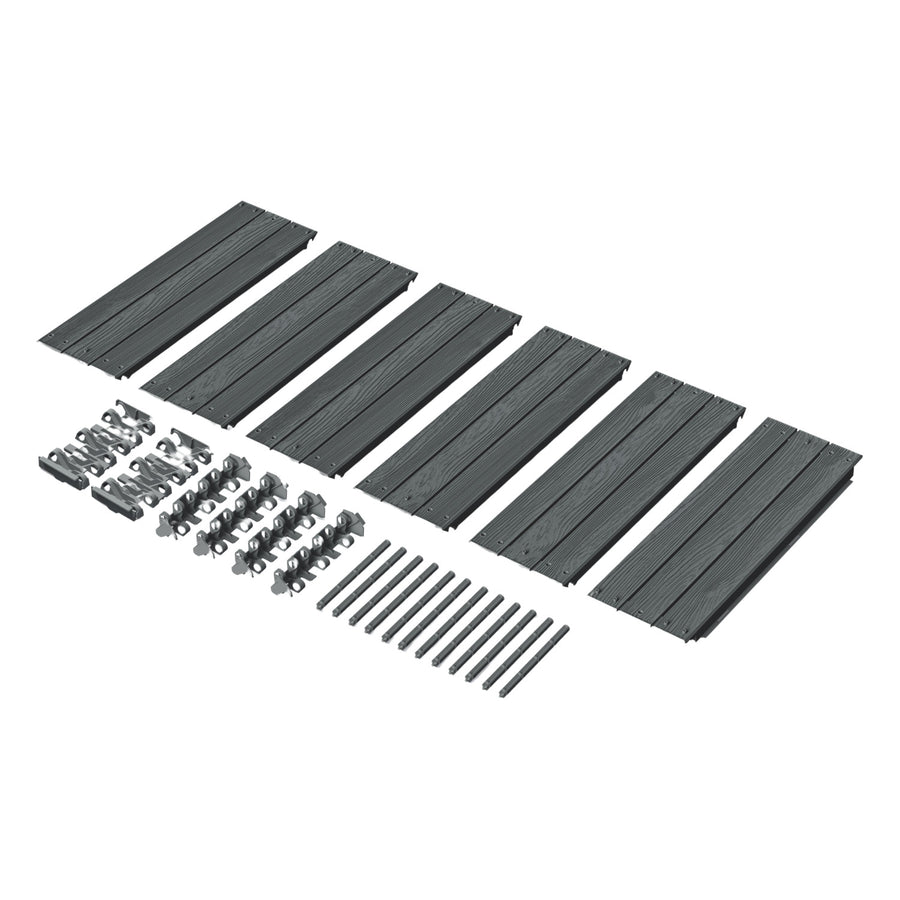 Canteiro de Jardim Prosperplast, 149 cm, Antracite, Base Amadeirada