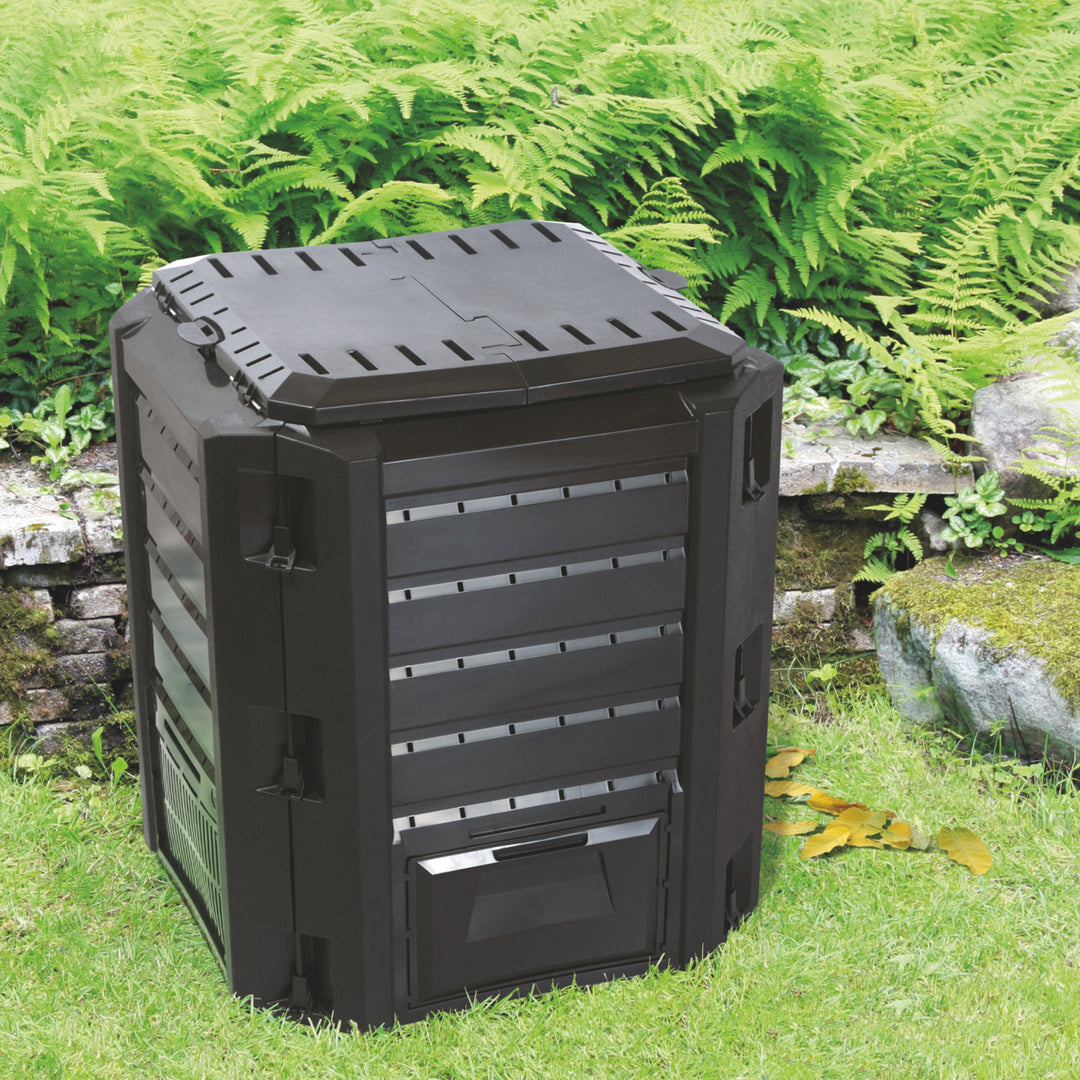 Prosperplast Compostador, resistente a las heladas, 380l, color negro, Compogreen
