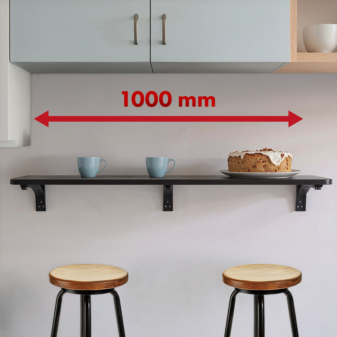 Estante/top plegable Maclean, negro, 100x40 cm, máx. 50 kg, MC-128 B