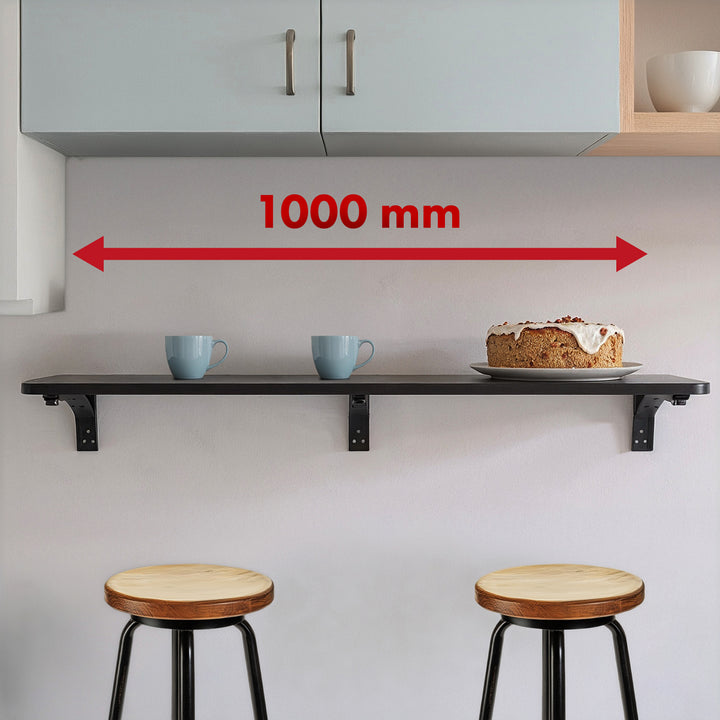 Estante/top plegable Maclean, negro, 100x40 cm, máx. 50 kg, MC-128 B