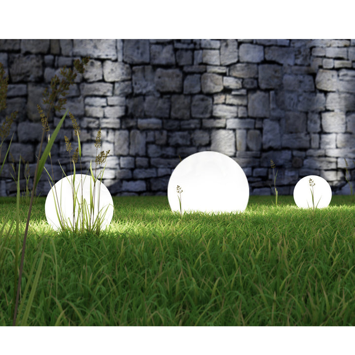 GreenBlue lámpara solar, independiente, jardín, esfera 25x25x58cm, LED blanco, GB166, 4 piezas
