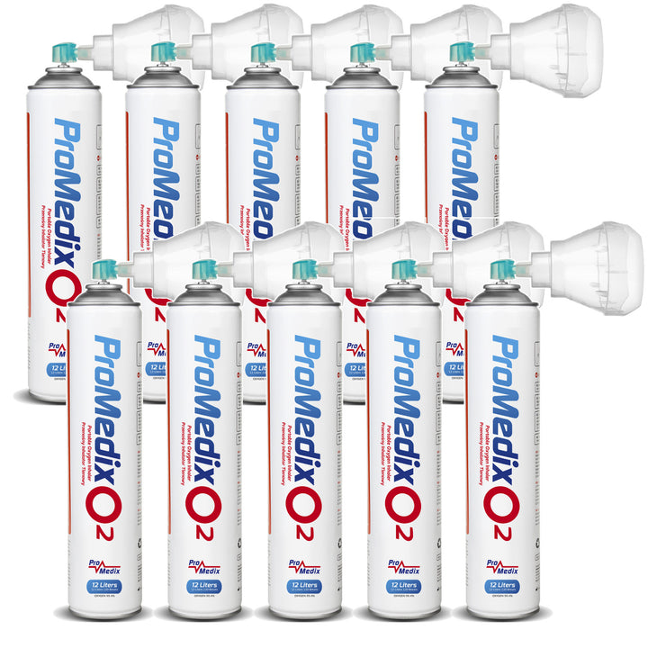 Promedix Inhalador portátil de oxígeno enlatado al 99,4% 12L, PR-994, 10 unidades
