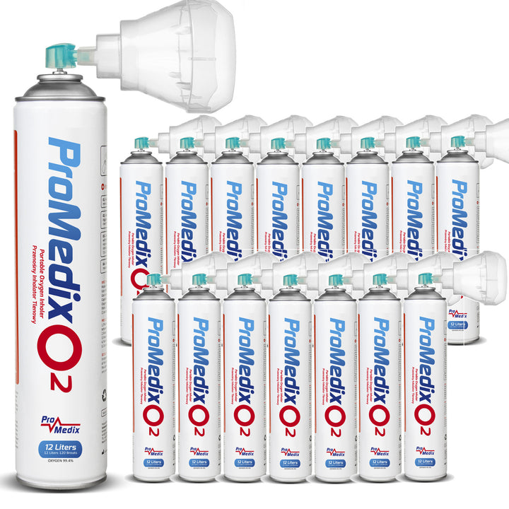 Promedix Inhalador portátil de oxígeno enlatado al 99,4% 12L, PR-994, 16 unidades
