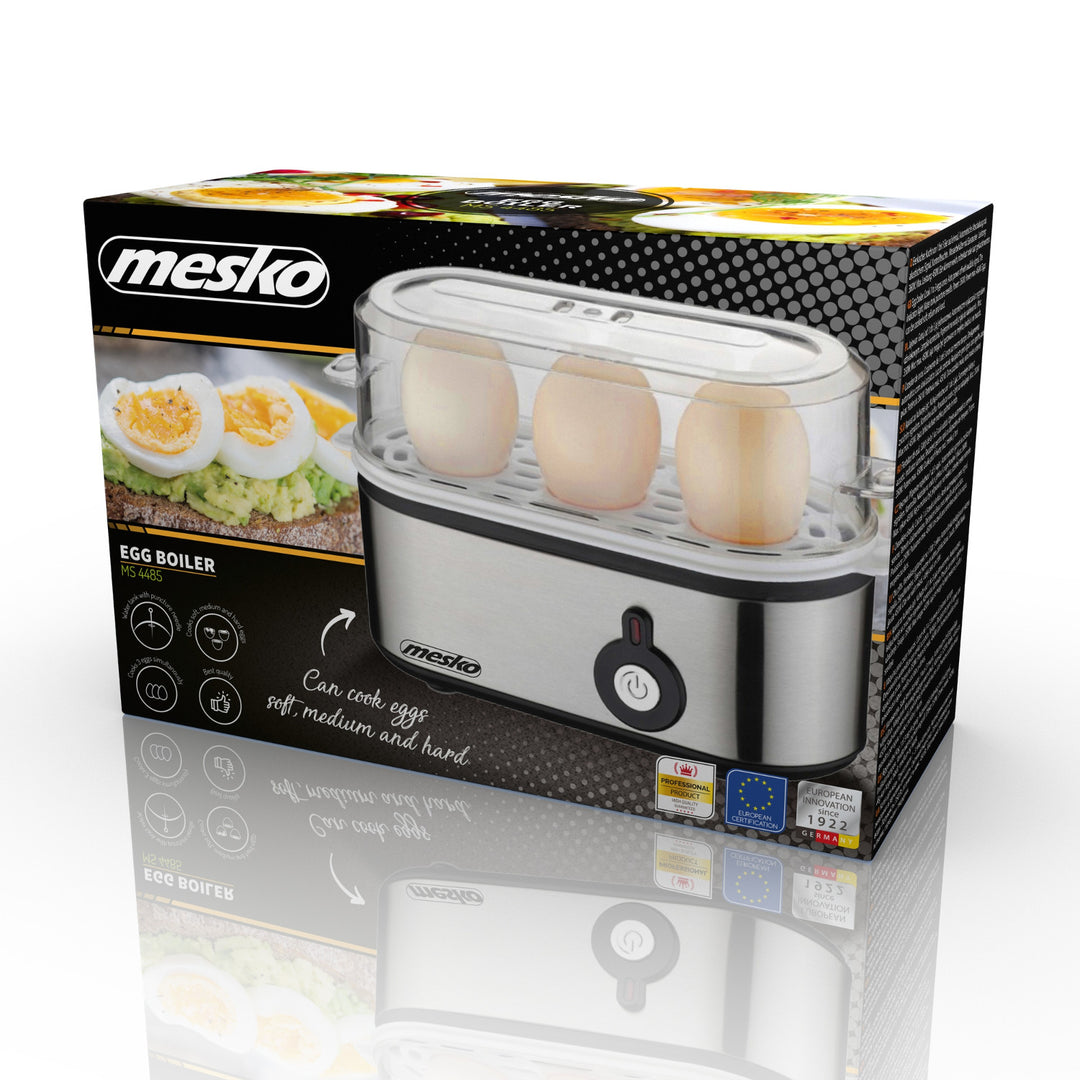 Mesko MS 4485 Cozedor de Ovos para 1 a 3 Ovos, 350 W, Pinças, Ficha Reino Unido