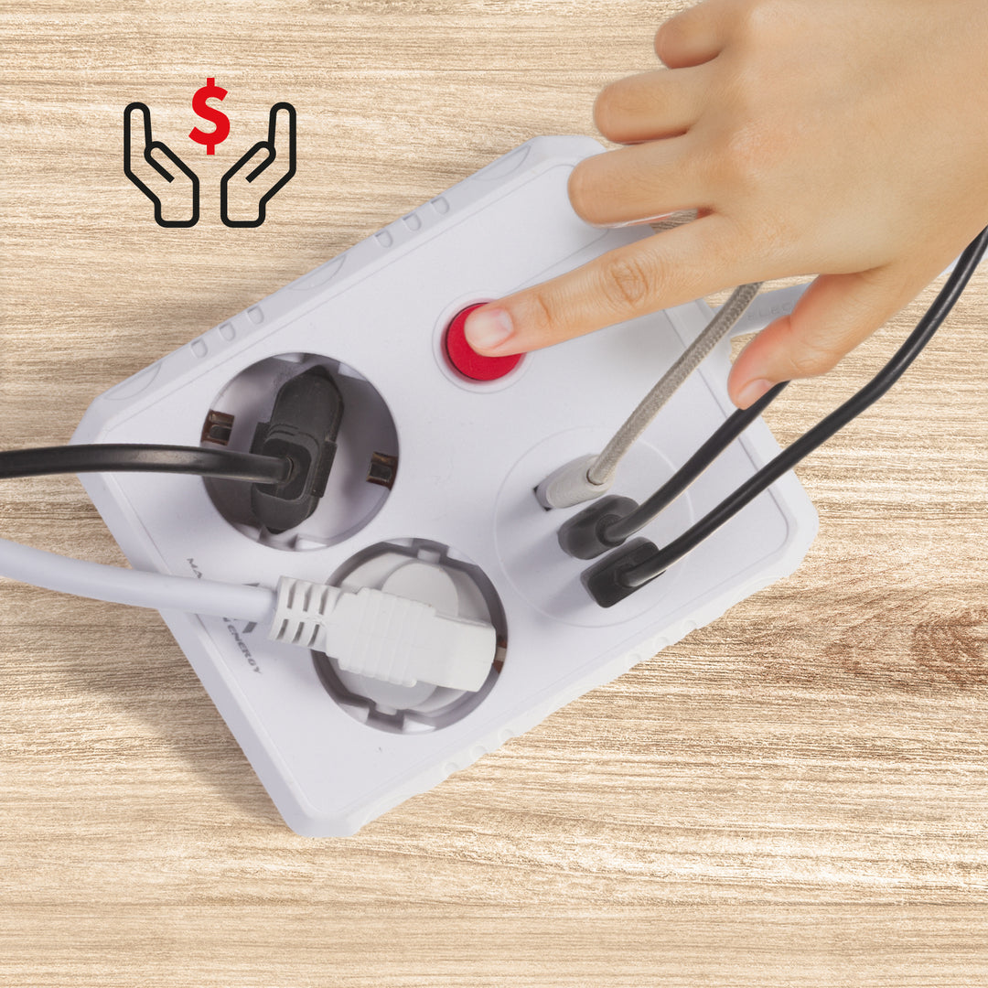 Regleta de enchufes Maclean, cable alargador 2 tomas + 3xUSB, 110-240V CA 50/60Hz, 2,1A máx. 2500W, 1,5m, blanco, MCE387 W