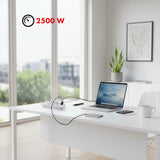 Regleta de enchufes Maclean, cable alargador de 6 tomas + 4xUSB, 110-240 V CA 50/60 Hz, 2,1 A máx. 2500 W, 1,5 m, blanco, MCE389 W