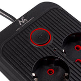 Regleta de enchufes Maclean, cable alargador de 6 tomas + 4xUSB, 110-240 V CA 50/60 Hz, 2,1 A máx. 2500 W, 1,5 m, negro, MCE389 B