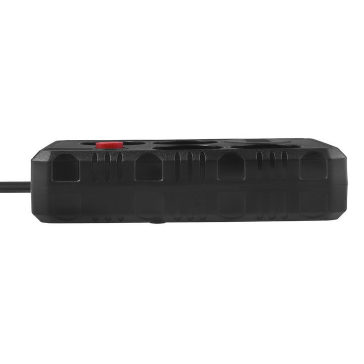 Regleta Maclean, cable alargador de 4 tomas + 3xUSB, 110-240V CA 50/60Hz, 2,1A máx. 2500W, 3m, negro, MCE393 B