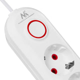 Regleta de enchufes Maclean, cable alargador de 5 tomas + 3xUSB, 110-240 V CA 50/60 Hz, 2,1 A máx. 2500 W, 1,5 m, blanco, MCE395 W