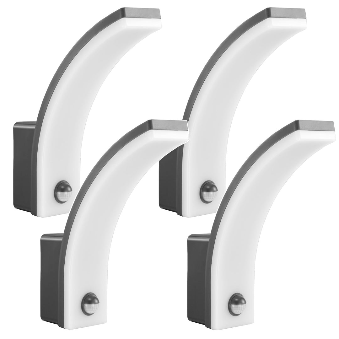 Maclean sensor de movimiento Lámpara LED, sensor de movimiento PIR, gris, 20W, IP65, 2000lm, blanco neutro (4000K) MCE512 GR, 4 piezas