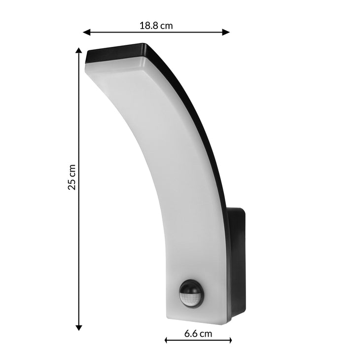 Luz LED com sensor de movimento Maclean, sensor de movimento PIR, preta, 20 W, IP65, 2000 lm, branco neutro (4000 K) MCE512 B, pacote de 2