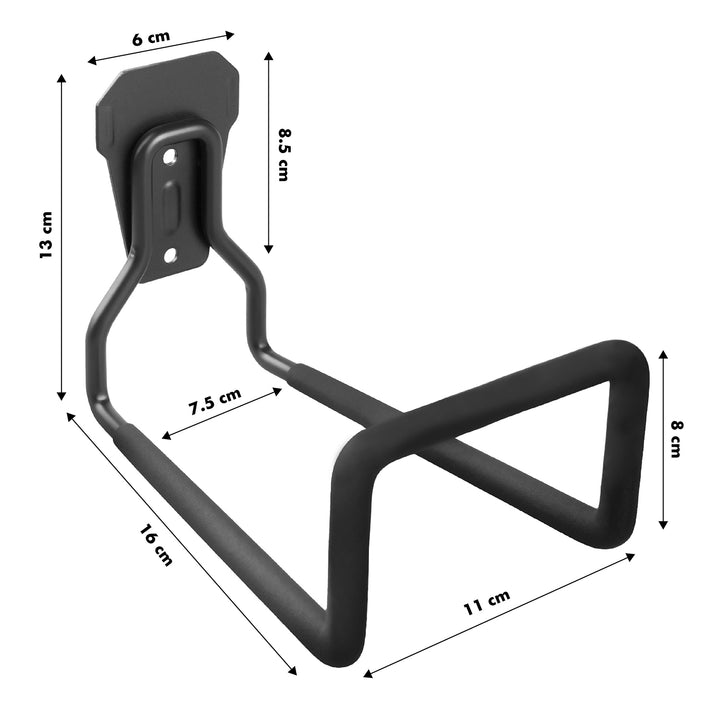 Soporte de pared para garaje Maclean, para neumáticos, herramientas de jardín, escalera, mangueras, bicicletas, acero, carga máx. 35kg, MC-441, 4 piezas