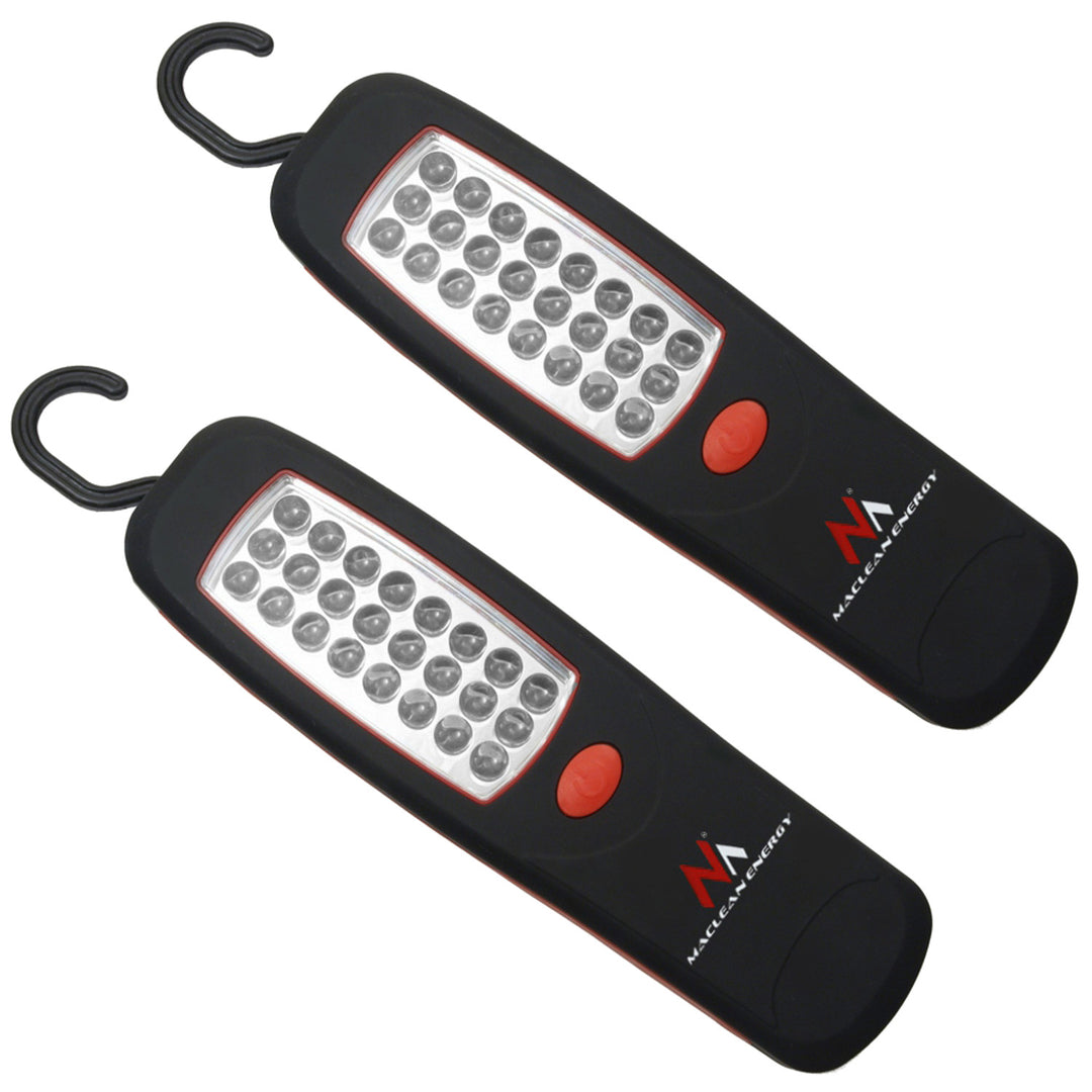 Maclean MCE03 Lámpara de taller 24 LED, imán, gancho, 2 piezas