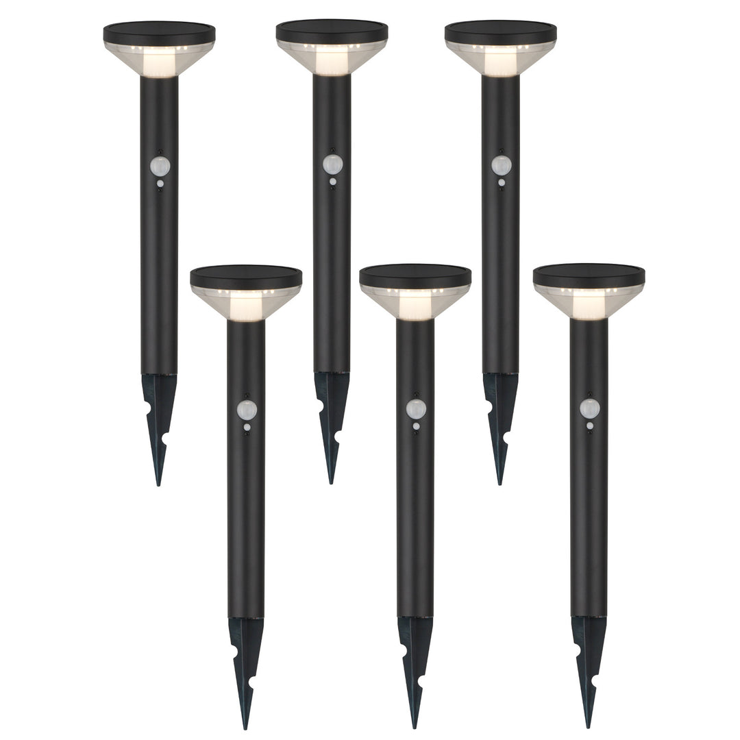 Luz LED Solar Maclean MCE465 B, com Sensor, 3 Modos, Plug-in, Ião de Lítio 18650, IP44, 3,7 V, 1200 mAh, Preta, Embalagem de 6