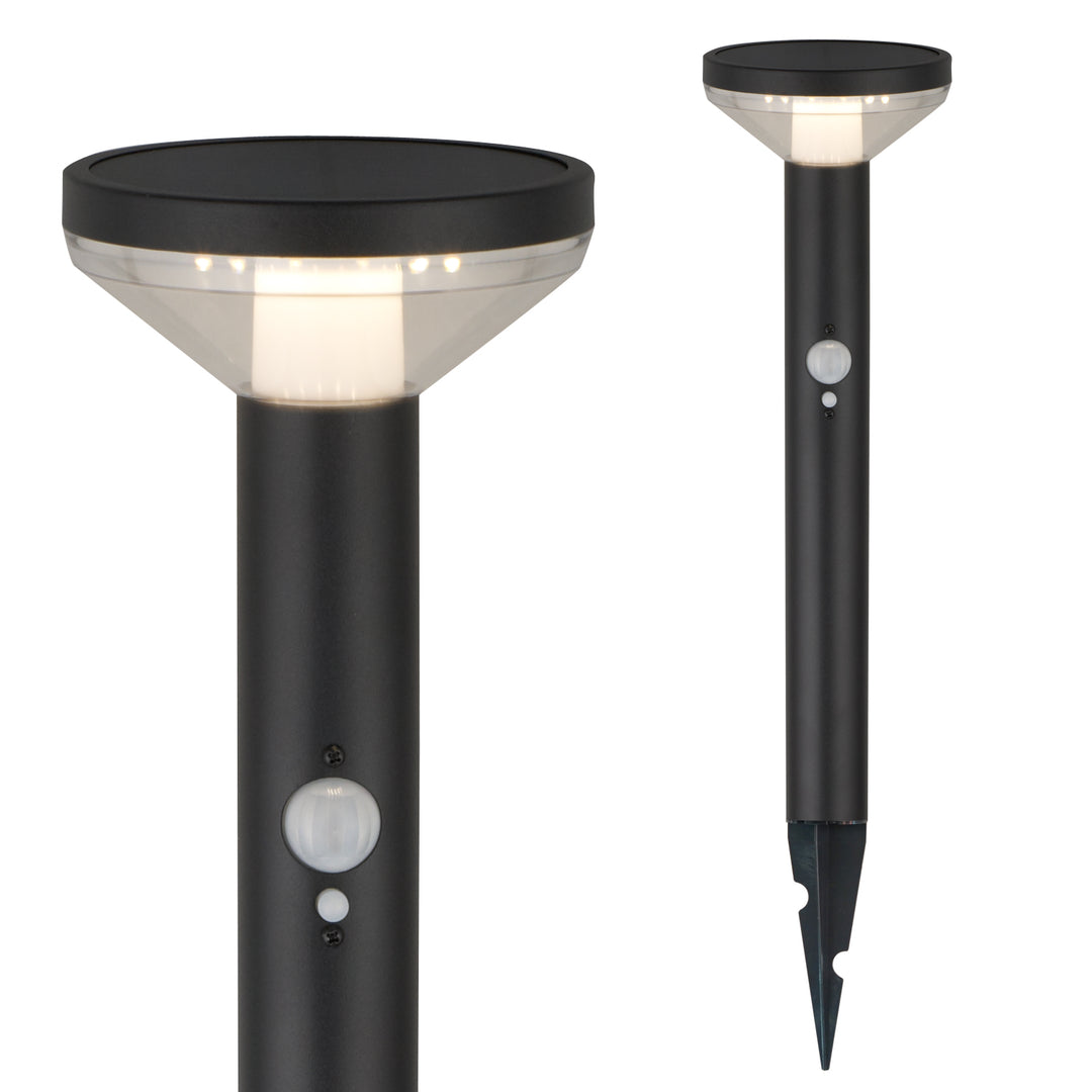 Luz LED Solar Maclean MCE465 B, com Sensor, 3 Modos, Plug-in, Ião de Lítio 18650, IP44, 3,7 V, 1200 mAh, Preta, 8 Peças