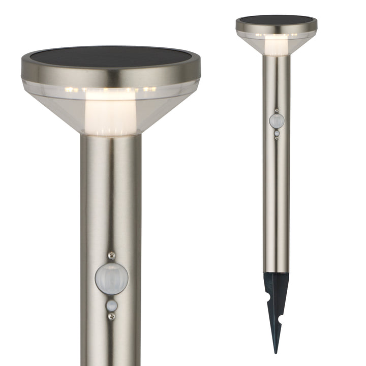 Luz LED Solar Maclean MCE465 C/M, com Sensor, 3 Modos, Plug-in, Ião de Lítio 18650, IP44, 3,7 V, 1200 mAh, Cromado Mate, 8 Peças