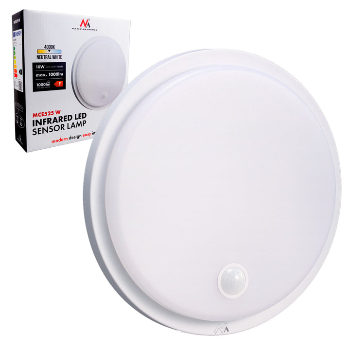 Lámpara LED con sensor de movimiento Maclean, sensor PIR, color blanco, 10 W, IP65, 1000 lm, color neutro, MCE525 W