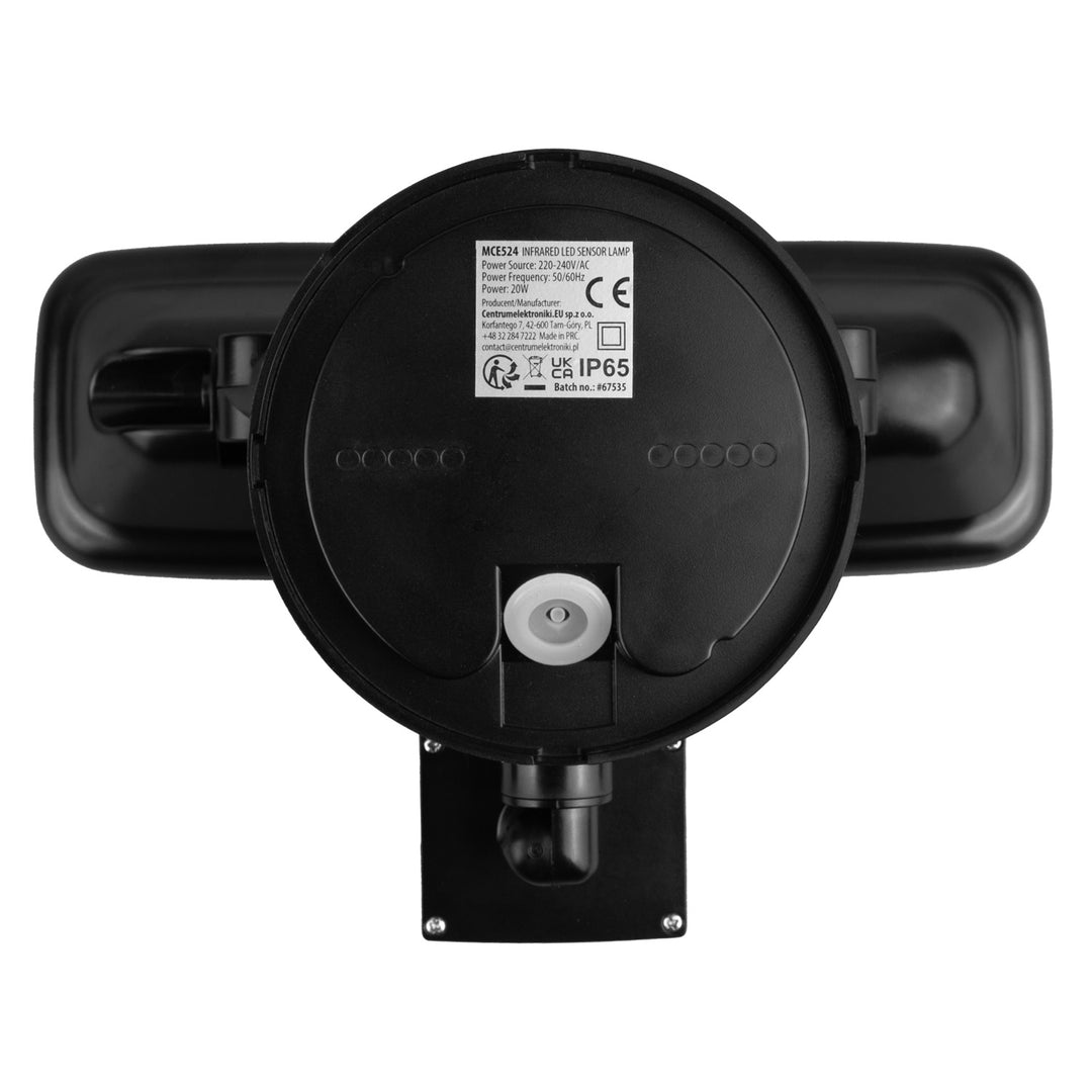 Lámpara LED de pared Maclean, con sensor PIR, 20 W, 1500 lm, IP65, blanco neutro 4000 K, negra, MCE524 B
