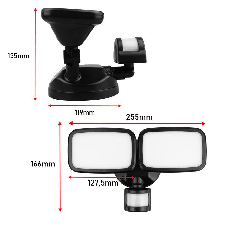 Lámpara LED de pared Maclean, con sensor PIR, 20 W, 1500 lm, IP65, blanco neutro 4000 K, negra, MCE524 B