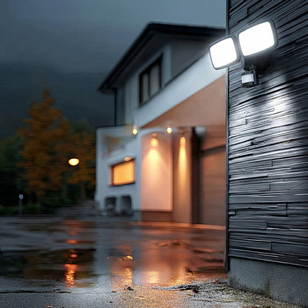 Lámpara LED de pared Maclean, con sensor PIR, 20 W, 1500 lm, IP65, blanco neutro 4000 K, negra, MCE524 B
