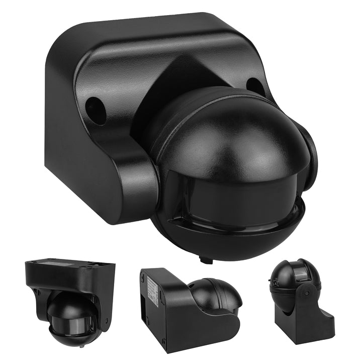Sensor de movimiento PIR Maclean, infrarrojos, IP44, negro con cubierta negra, alcance 12 m, carga máxima 300/1200 W, MCE358 B/B