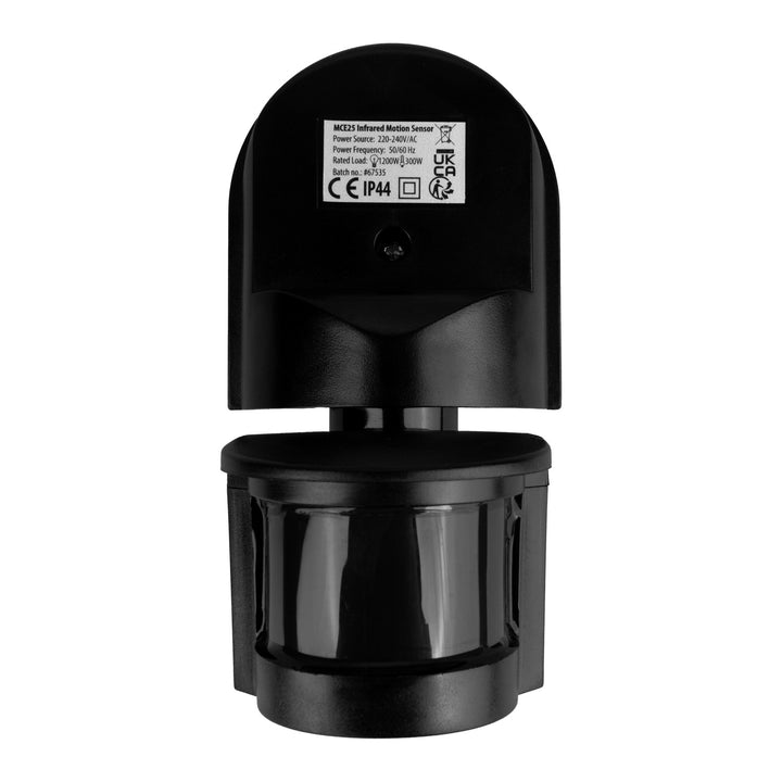 Sensor de movimiento y crepúsculo de pared Maclean, 180°, máx. 1200 W, negro con cubierta negra, MCE25 B/B