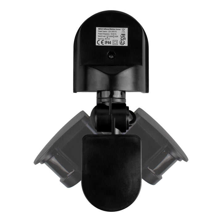 Sensor de movimiento y crepúsculo de pared Maclean, 180°, máx. 1200 W, negro con cubierta negra, MCE25 B/B