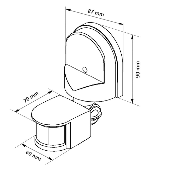 Sensor de movimiento y crepúsculo de pared Maclean, 180°, máx. 1200 W, negro con cubierta negra, MCE25 B/B
