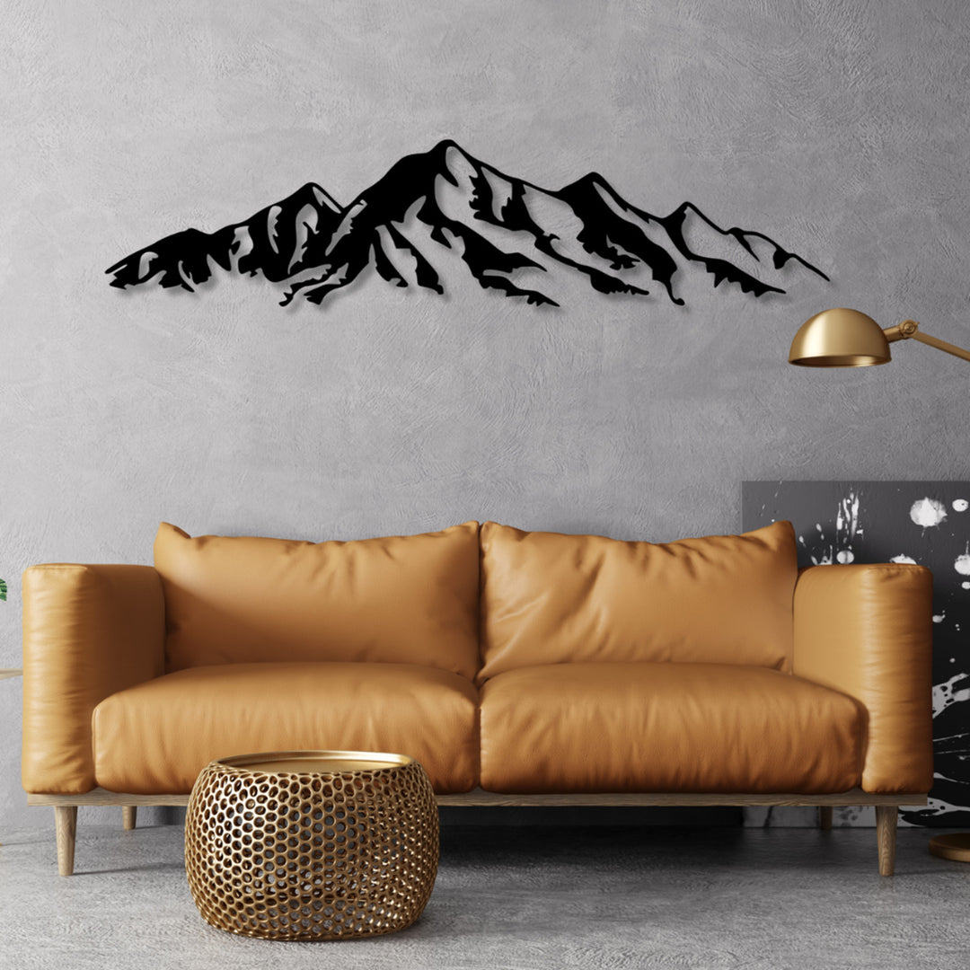 Quadro vazado, decoração de parede 3D, imagem 3D "Montanhas dos Alpes" 80x18cm Preto